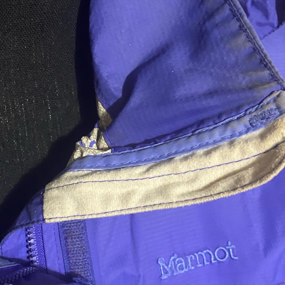 Marmot Hyvant zip -up rain Jacket Sz L hooded activewear pockets flaws - Picture 7 of 8
